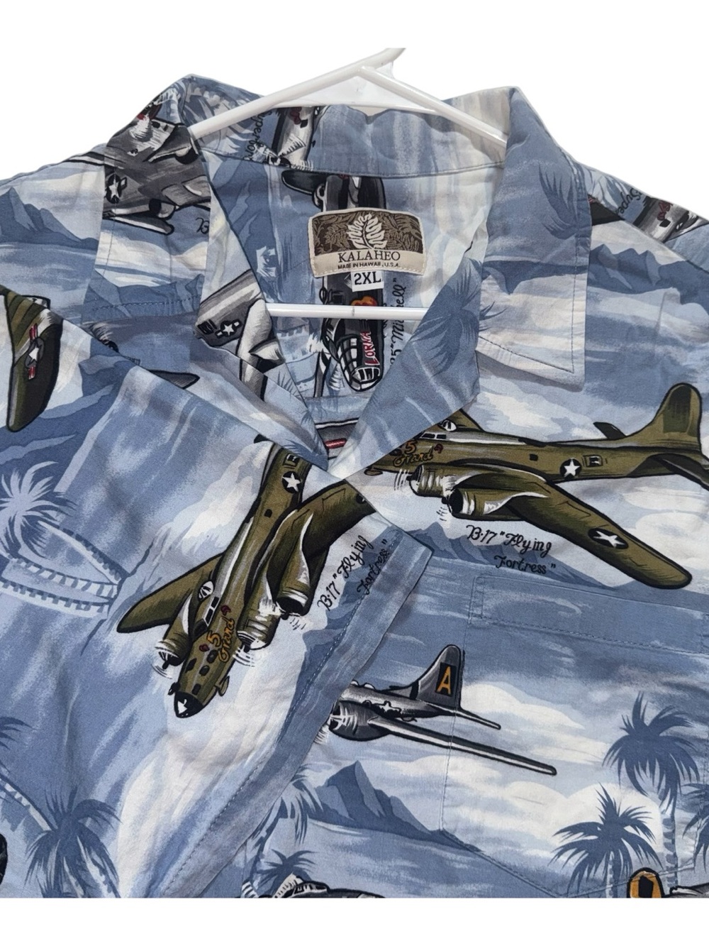 VTG Kalaheo Made in Hawaii 2XL WWII Airplane Hawaiian Aloha Camp Shirt